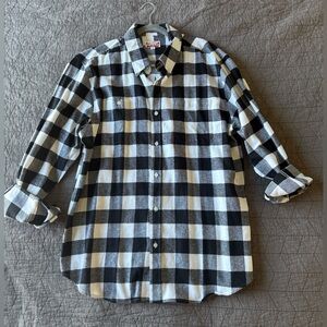 Wolferland 100% Cotton Buffalo Check Gingham Plaid Flannel Button Up Size Large